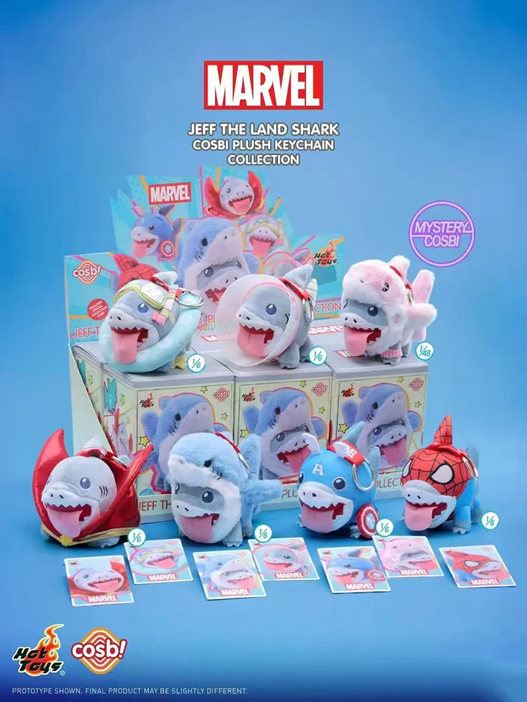 

Hot Toys Marvel Jeff The Land Shark Keychain Blind Box Mini Collectible Stuffed Pendant Gift For Marvel Toy Lovers