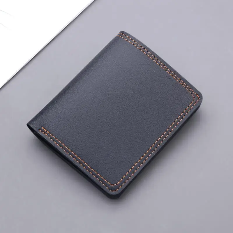 Minimalistische Herren-Geldbörse aus PU-Leder, Schwarz-Kaffee, große Kapazität, mehrere Fächer, zweifach faltbar, Ausweiskartenhalter, für Männer und Frauen – Detail 4