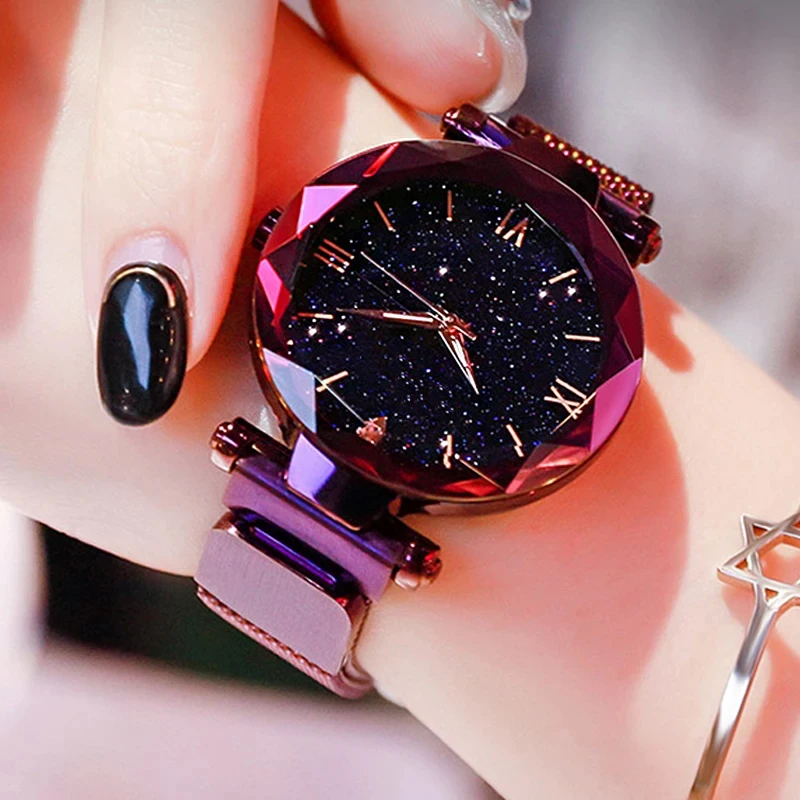 Women Luxury Starry Sky Fashion Quartz Watches Magnetic Mesh Belt Band Watch Women's Fashion Dress Wristwatch Reloj Mujer