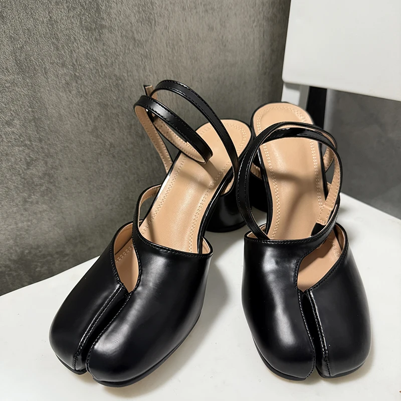 2025 Luxury Leather High Heels Shoes Summer Tabi Leather Split-Toe