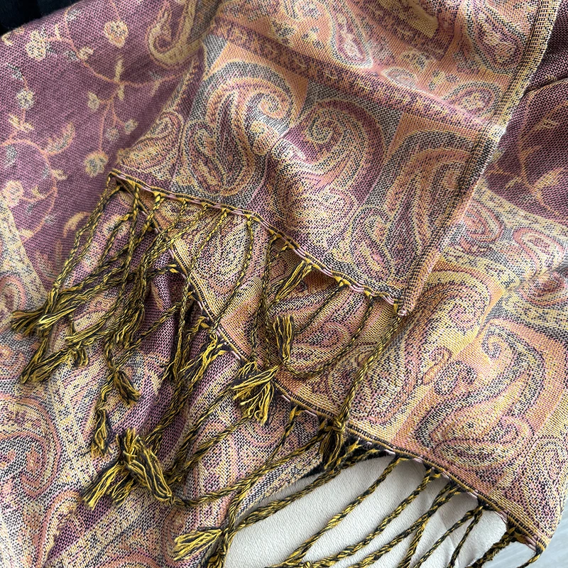 Quaste Decke Design Dicke Pashmina Neue Winter Warme Schal Wrap Paisley Muster Schal Frauen Halstuch Poncho Stolen 2023 – Detail 19
