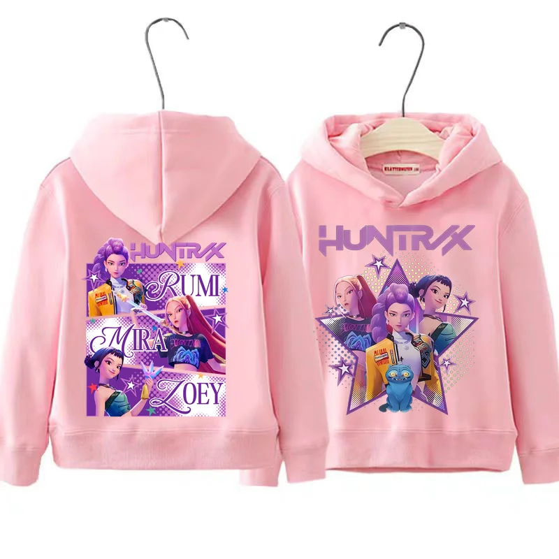 

KPop Demon Hunters Front Back Print Boys Girls Hooded Sweatshirt Children's Fall Winter Casual Fashion Warm Pullover Sweatshirt