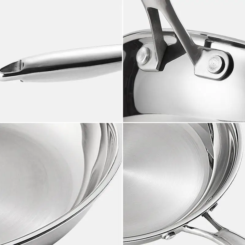 Stainless Steel Pans Oven-safe Frying Pans Cooking Pans Deep Frying Pans Non-coated Non-stick Cookware Household Kitchen Pots