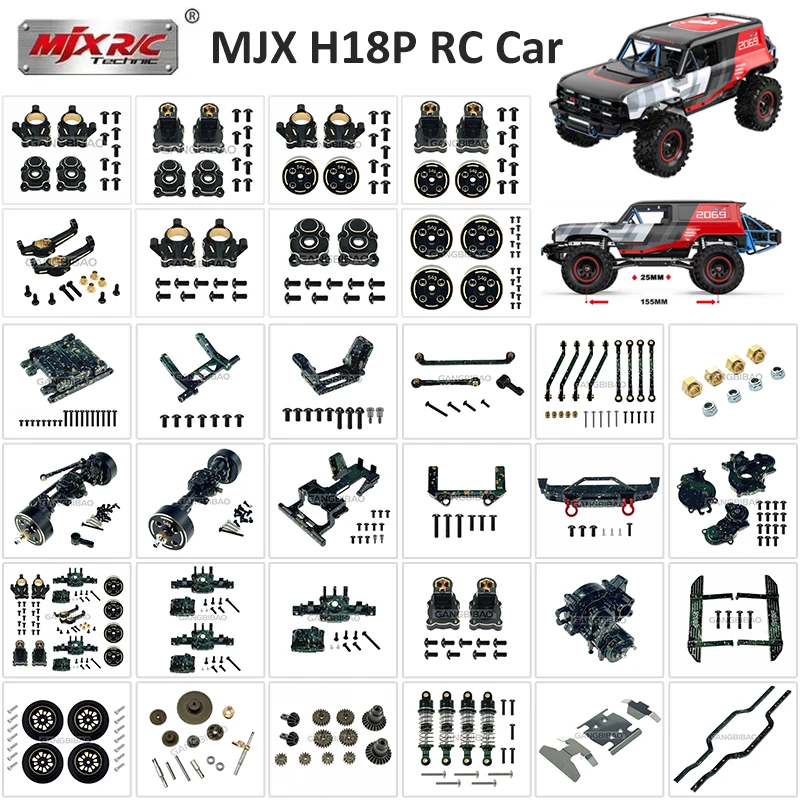 MJX 1/18 H18P RC Auto Metall-Messingteile Vorder- und Hinterachsen-Baugruppe Getriebegehäuse Lenkbecher Achsgetriebeabdeckung Fahrgestellpanzerung