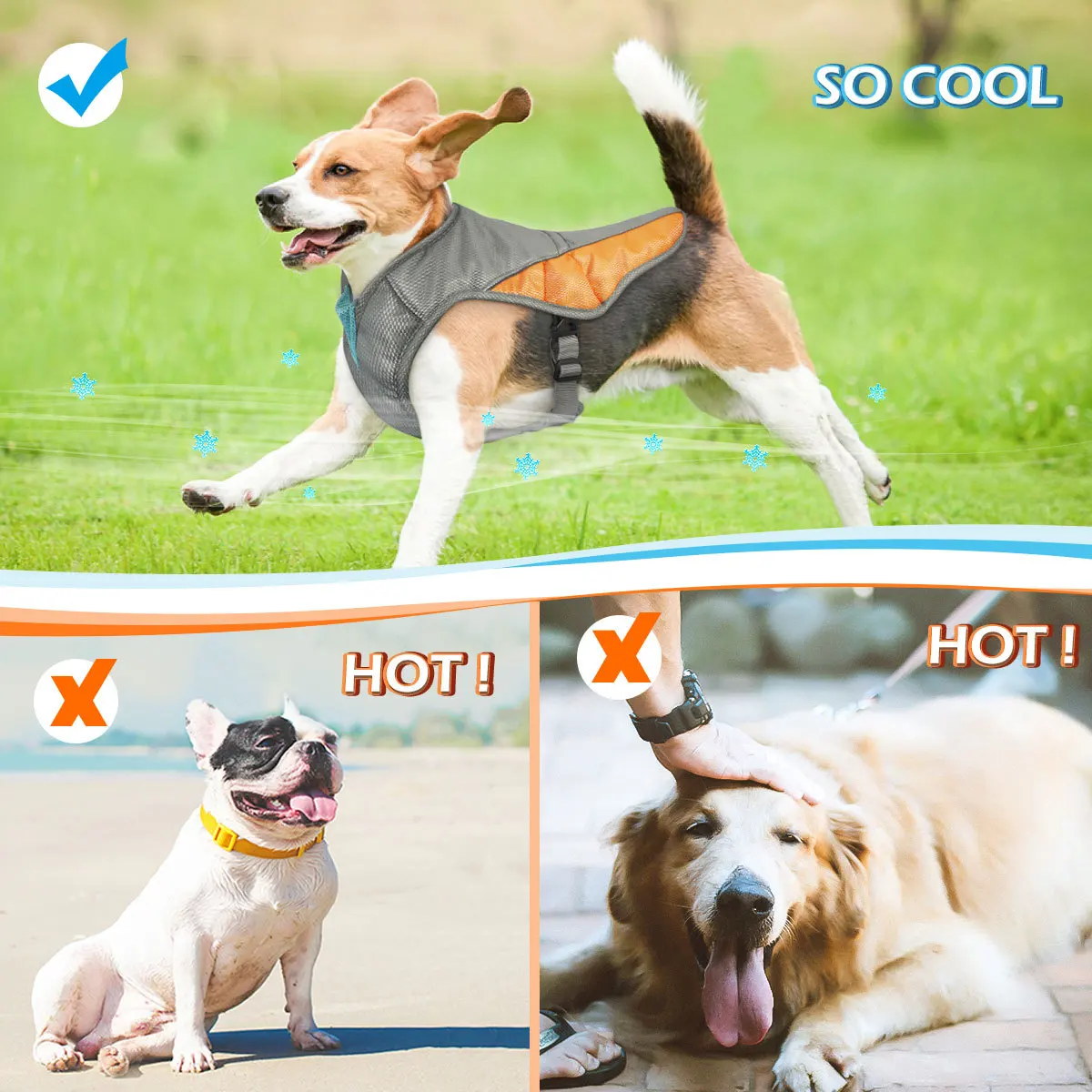 

Pet Cooling Vest Orange Size L Breathable Adjustable Dog Cooler Harness Reflective for Outdoor Walking Jogging