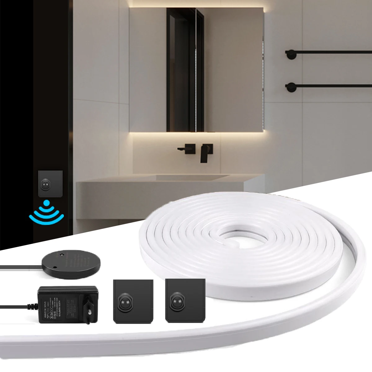 

2M/5M/10M PIR Motion Sensor LED Neon Strip DC24V High Quality Real Silicone Tape Smart Induction NightLamp for Bed Stair Hallway