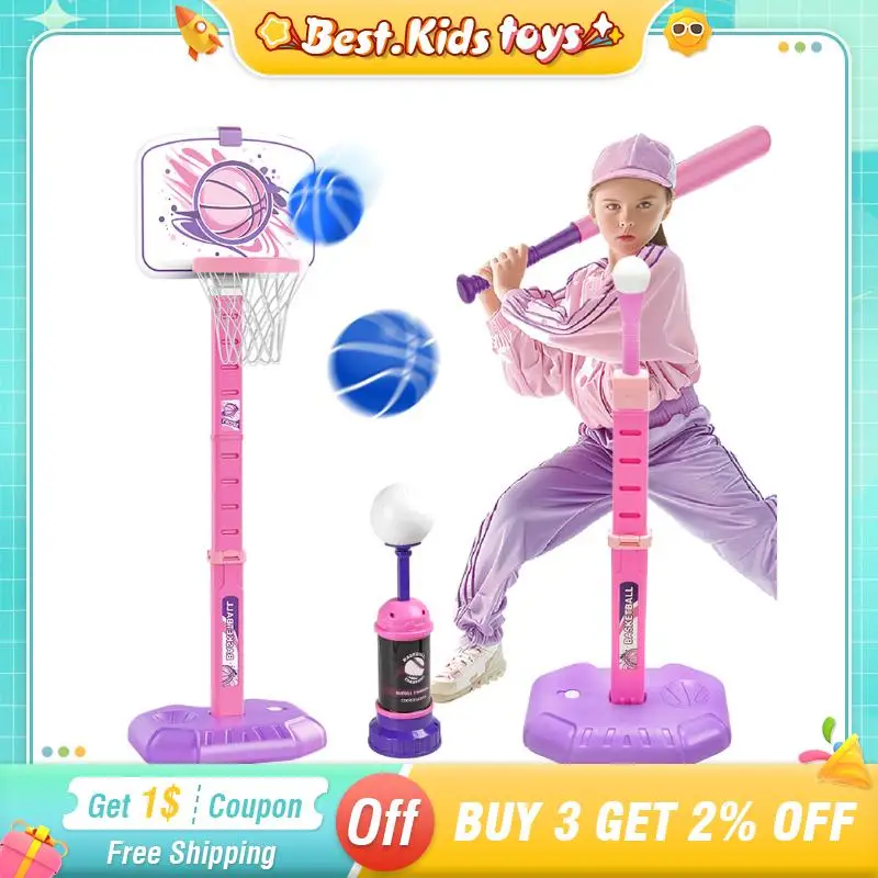 4 في 1 حامل كرة السلة قابل للتعديل حلقات البيسبول اطلاق النار الرياضة في الهواء الطلق ألعاب أطفال محفور كرة قابلة للنفخ داخلي متعدد اللاعبين