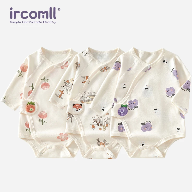 Ircomll Spring and Autumn Newborn Bodysuit Cotton Long Seeve Clothes Infant Clothing Pajamas Overalls for Girls&Boys 0-6M