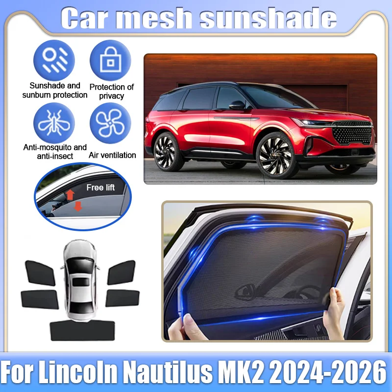 

Car Mesh Sunshades For Lincoln Nautilus MK2 CDX707 2024 2025 2026 Window Magnetic Sunscreen Privacy Curtains Auto Accessories