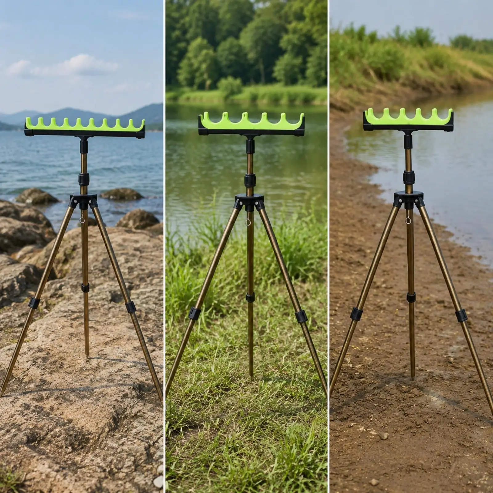 Foldable Fishing Rod Tripod Stand | Adjustable Central Shaft, Fishing Rod Stand with Tripod Base view 5