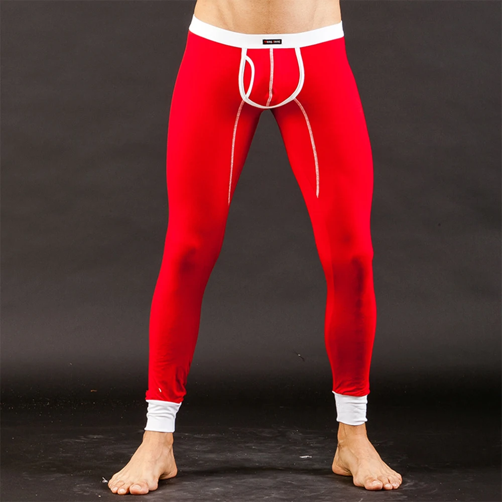 Mens Winter Thermal Pants Cotton Underwear Long Pants Sexy Bulge Pouch Elastic Underpants Men\'s Long Johns Warm Leggings Tights