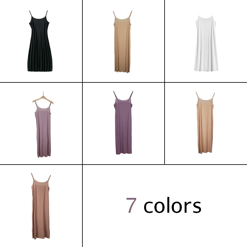 Women Elastic Silky Underdress Spaghetti Strap Dress Slips Summer Ultra-thin Seamless Nightdress Soft Short Petticoat Underskirt