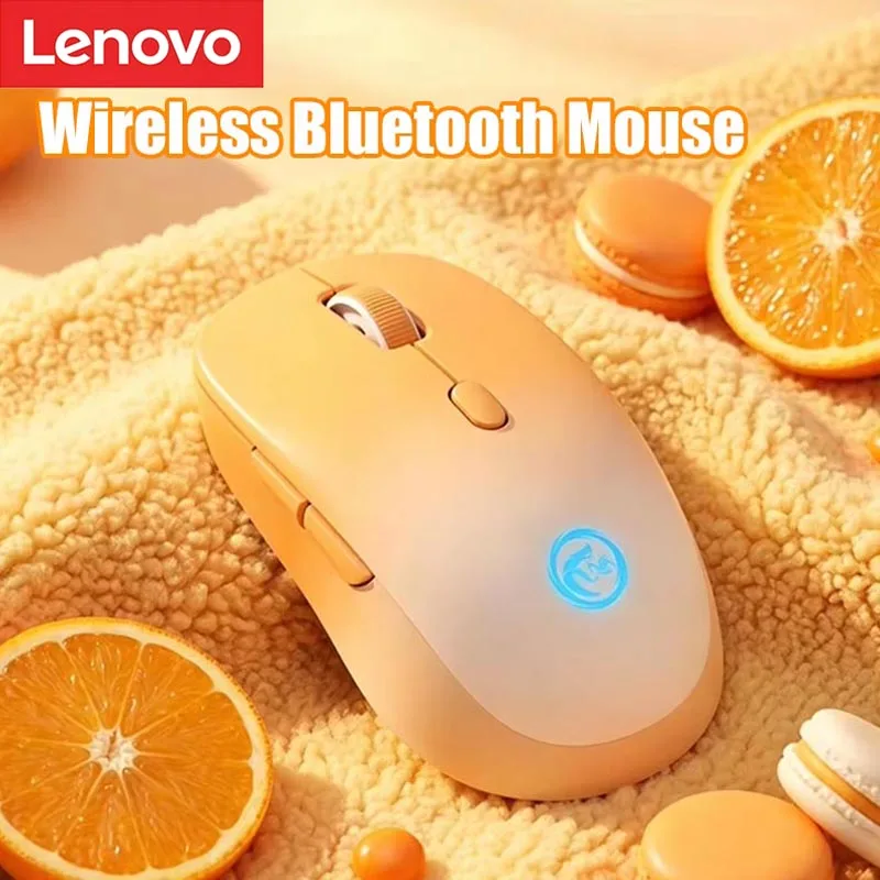 Lenovo Wireless Bluetooth Mouse Dual Mode 2.4G Mouse Light Sound Charging Office Game Universal Mouse Multi System Compatibility