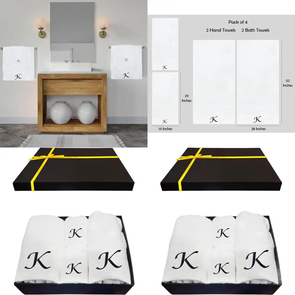 

Набор из 4 полотенец из чистого хлопка - белые банные и махровые полотенца для дома, спа, спортзала и пляжа - унисекс, подходят для детей и взрослых