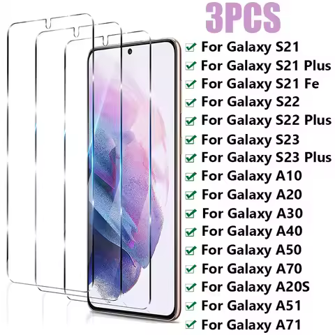 3Pcs Full Screen Protectors For Samsung Galaxy S23 S22 S24 Plus S21 Fe A51 A71 A10 A20S A50 A30 A40 A20E A70 A50S Tempered Glass