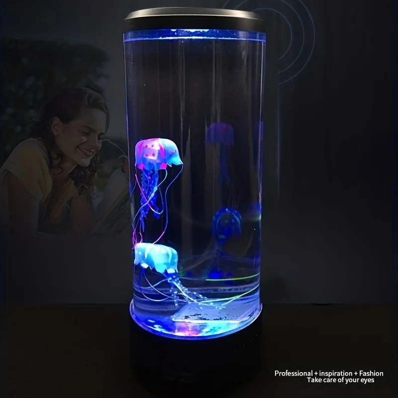 Jellyfish Lamp Electric Aquarium Tank Ocean Night Lights LED  with Color Changing for Living Room Bedroom Desktop Decoration