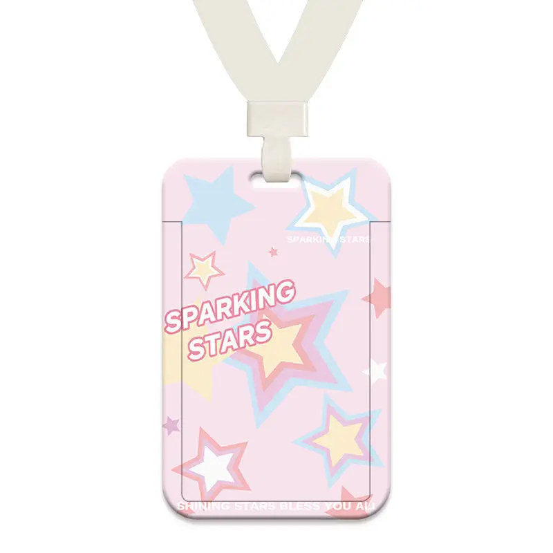 1 Pc Schattige Roze Kleur Kaarthouder Voor Student Mode Ster Kpop Idol Photocard Houder Draagbare Metro Werknemer Kaart Lanyard Houder