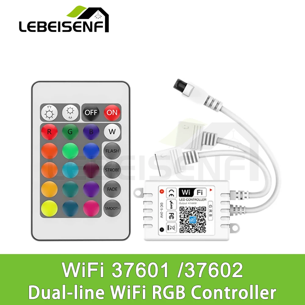 

Infrared 24-Key WiFi Smart RGB Music Controller with Mobile App and Voice Control, LED Dimmer