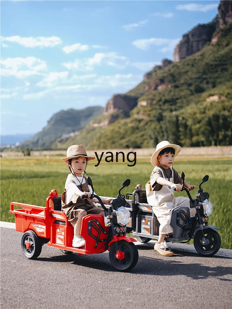 CX Children's Electric Car Three Wheeled Motorcycle Sitting Double with Remote Control Children's Tractor with Bucket