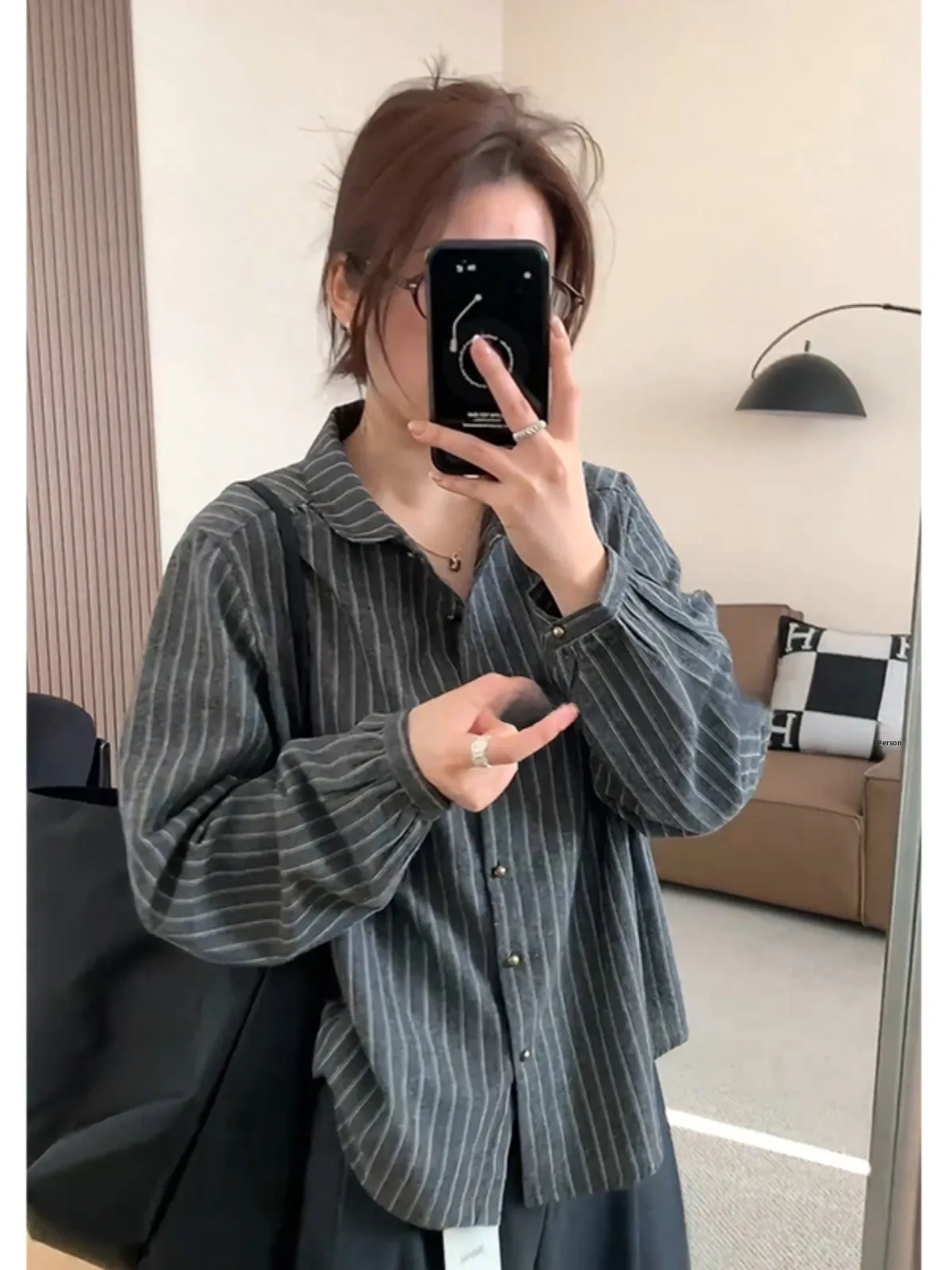 

Весна 202, женская свободная посадка в полоску, японская одежда больших размеров, повседневная одежда, верхняя одежда для похудения, модная длинная све, на пуговицах