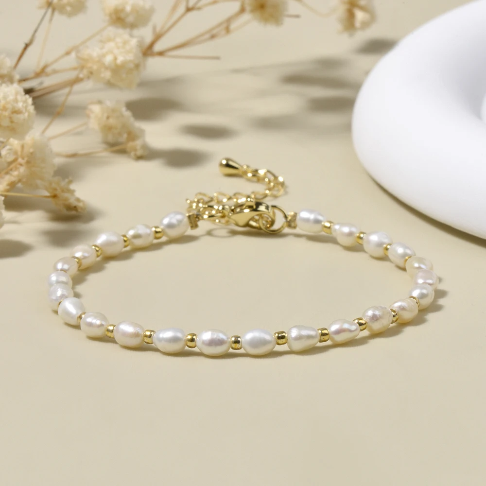 

4-4.5mm Freshwater Pearl and Seed Beads Bracelet Wholesale Handmade Bracelet For Women Girl Jewelry