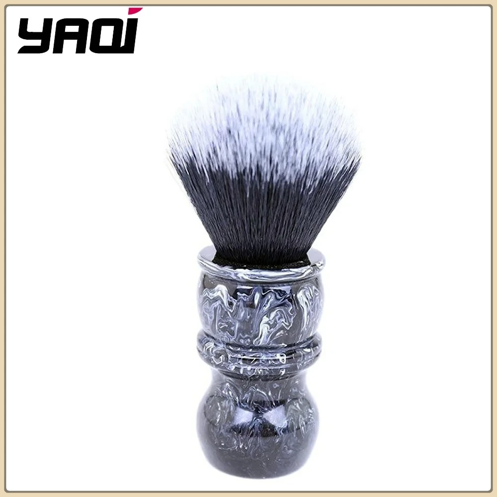 

Yaqi Men's 24MM Black And White Tip Synthetic Hair Marble Color Resin Handle Barber Wet Shaving Brush High Quality Cleaning Tool