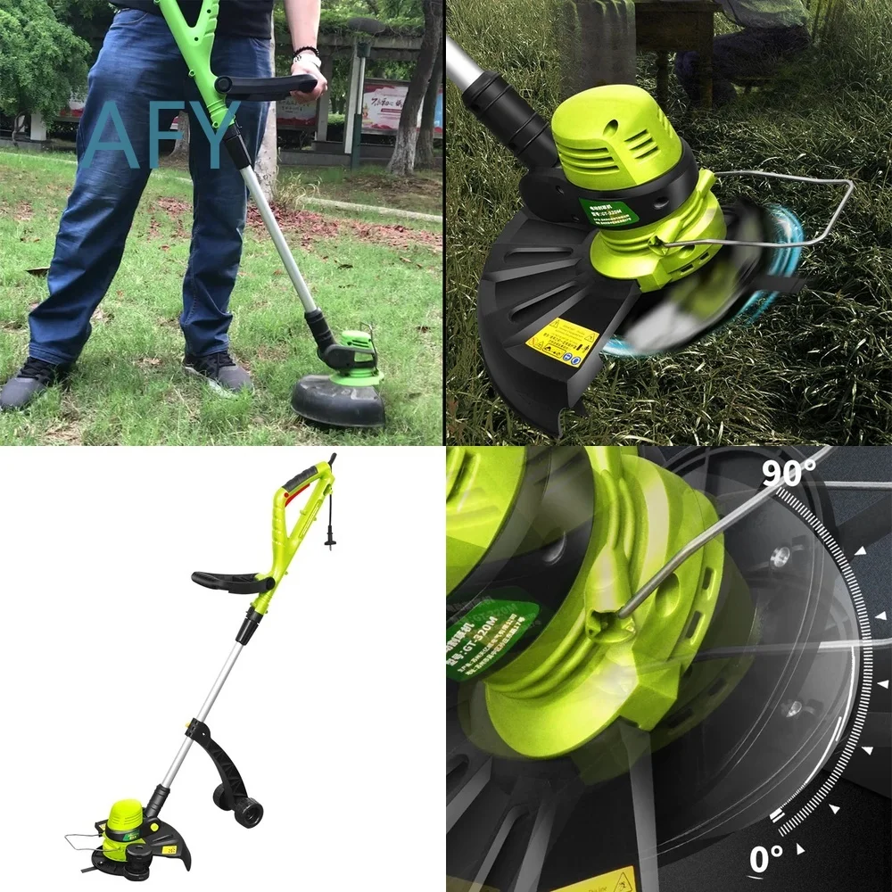 Elektrischer Rasenmäher GT-320M Tragbarer Kabelgebundener Grasschneider mit Hilfsrad-Unterstützung für Haus- und Gartenpflege