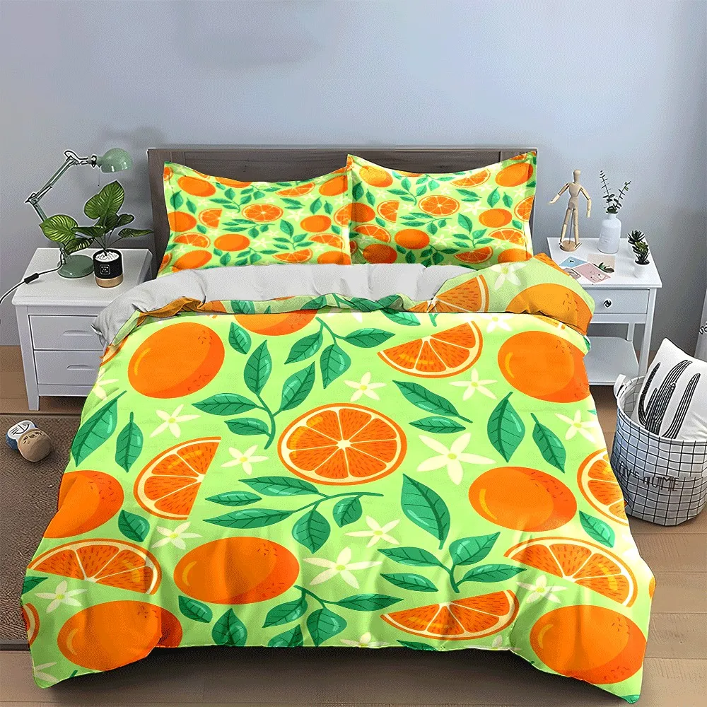 Orange-Themed Set for Kitchen Decor Exquisite three-piece bedding set gift for kids and adults