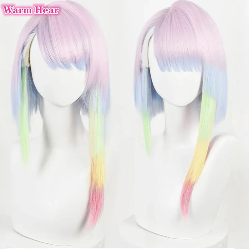 High Quality Anime 45cm Lucy Cosplay Wig Anime Cosplay Multicolor Gradient Wig Hair Heat Resistant Lucy Rebecca Wigs Wig Cap