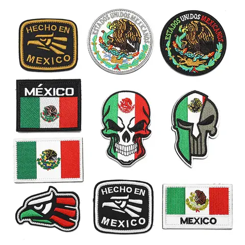 1PC Mexican Velcros Patch Morale Military Hook & Loop Fastener Embroidered Patch for Tactical Molle Backpack, Jackets