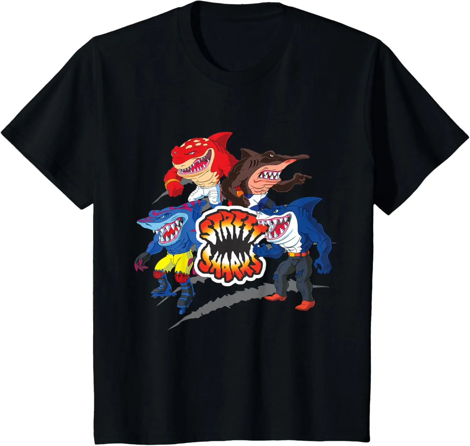 

0405 Cute Street Sharks cartoon gift t shirt for men It's Fin-Kicking Time printed Graphic tee Y2K clothes All size Tops S-6XL