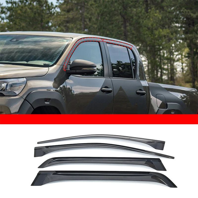 4 PCS Window Visor For Toyota Hilux 2022 High Quality ABS Black Sun Rain Guard Deflector Windshield Accessories