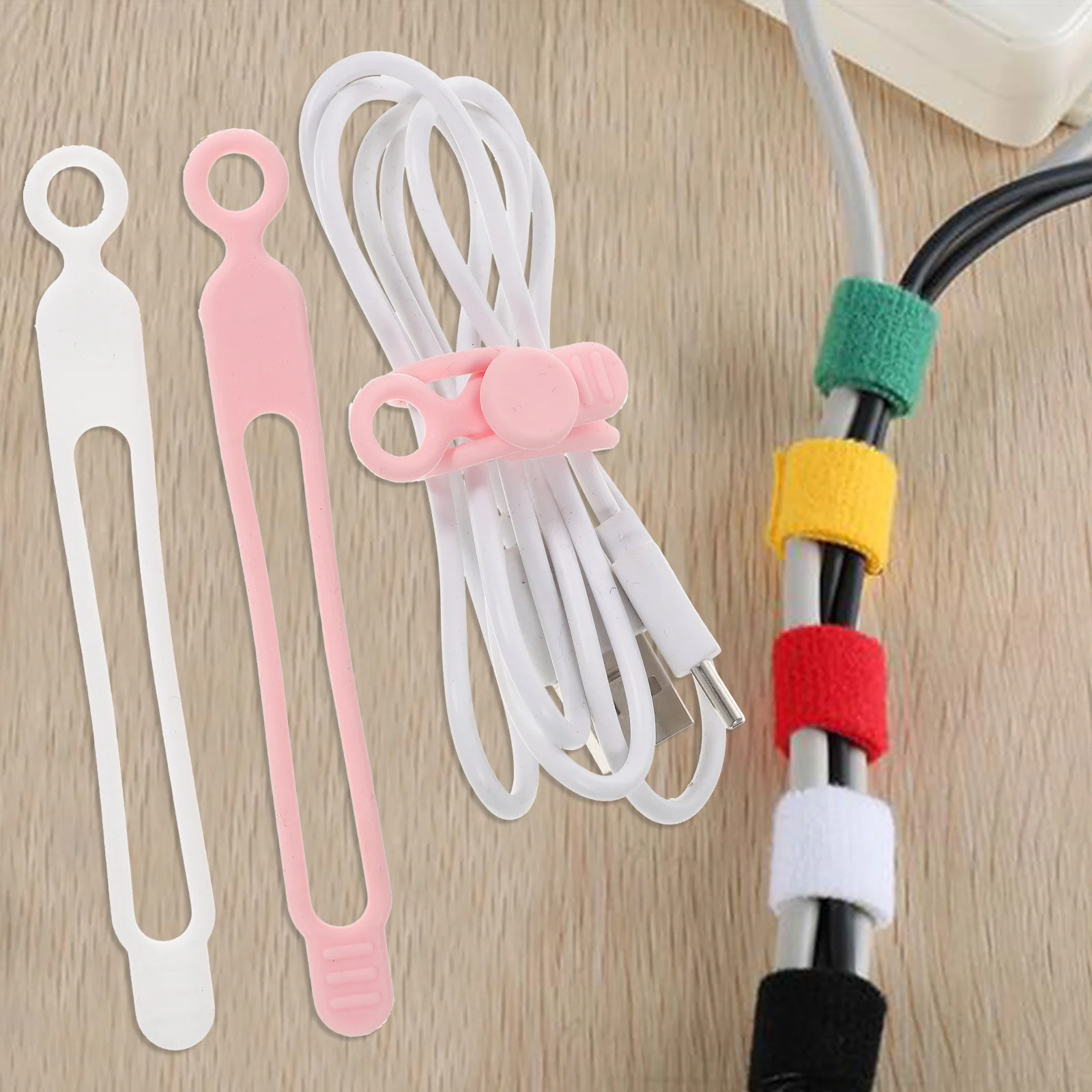 

20pcs Silicone Cable ganizer Strong Reusable Wire Holder Pocket Size Cord Management Ties Small Compact Cable Winder
