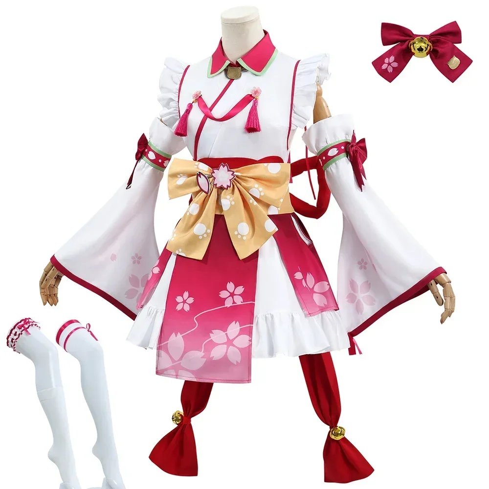 

New Anime Vtuber Hololive Sakura Miko Cosplay Costume Women Maid Dress Kimono Haori Yukata Lolita Uniform Halloween Xmas Clothes