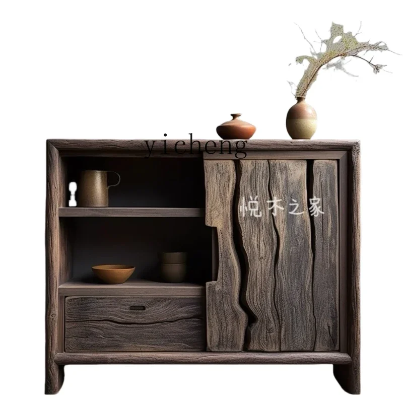

wabi-sabi retro tea porch cabinet solid wood display cabinet homestay storage locker