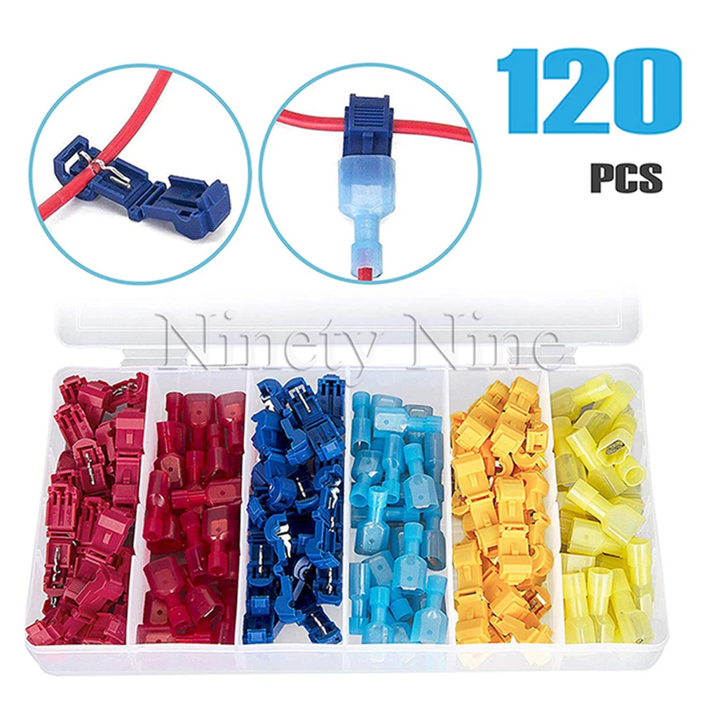 

120PCS T-Tap Wire Connectors, Self-Stripping Quick Splice Electrical Wire Terminals, Insulated Quick Disconnect Spade Terminals