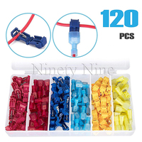 120PCS T-Tap Wire Connectors, Self-Stripping Quick Splice Electrical Wire Terminals, Insulated Quick Disconnect Spade Terminals