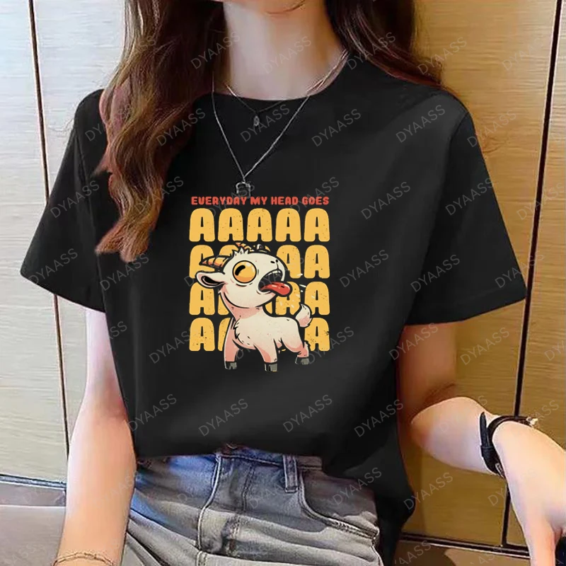 

Женская одежда Everyday My Head Goes AAAA, повседневная модная футболка из козьей кожи с короткими рукавами, мужской хлопковый топ с героями мультфильмов