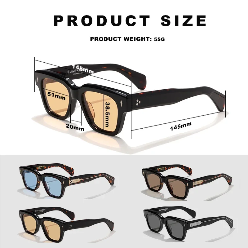 New Fashion Acetate Sunglasses for Men SFELLINI Luxury Designer Handmade Ladies Street Shoot Fashion Eye Care UV400 Sunglasses