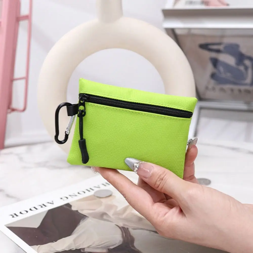 Practical Canvas Coin Purse Solid Color Ultra Light Key Pouch Zipper Mini Size Small Item Bag Everyday Carry