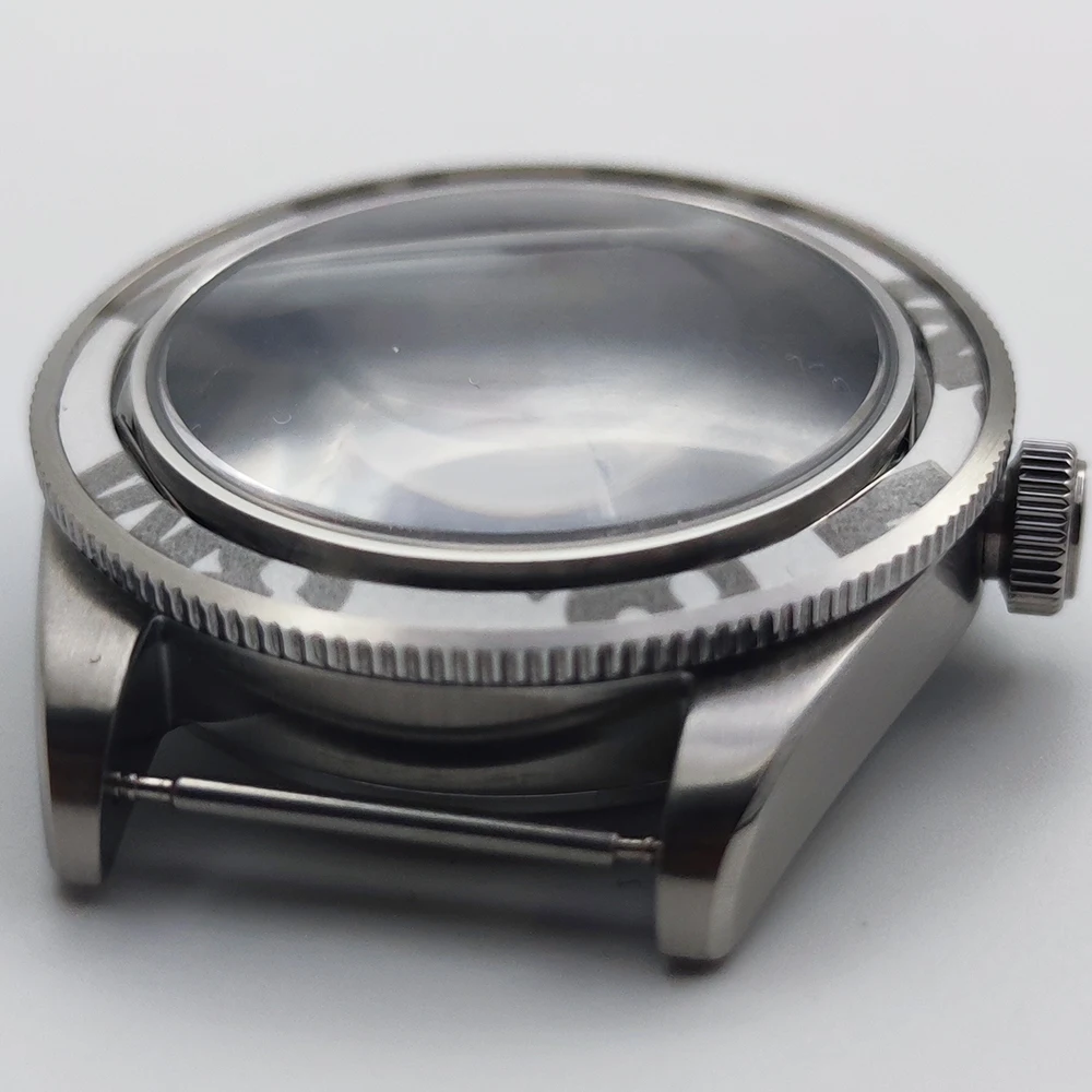39mm Silver Watch Case Sterile Domed Sapphire Glass Solid Bottom Cover fit NH35 NH34 NH36 Movement image 3
