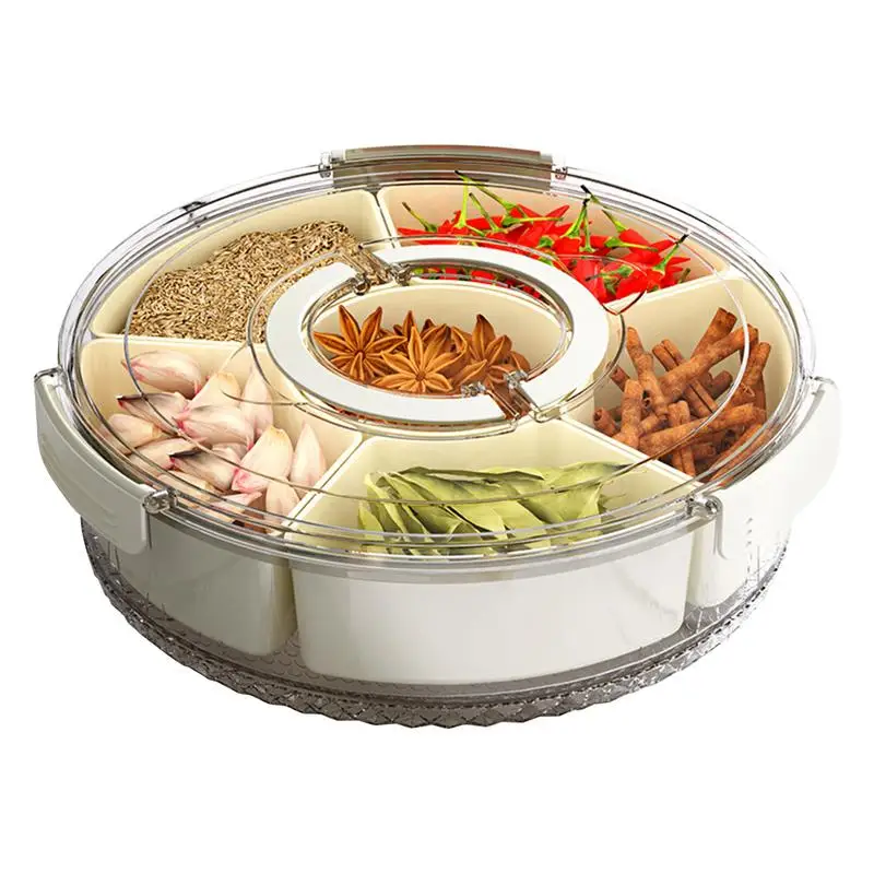 6 Compartments Snack Tray With Lid Portable Snack Box Divided Serving Tray Food Container For Storing Biscuits Candy Fruits Nuts