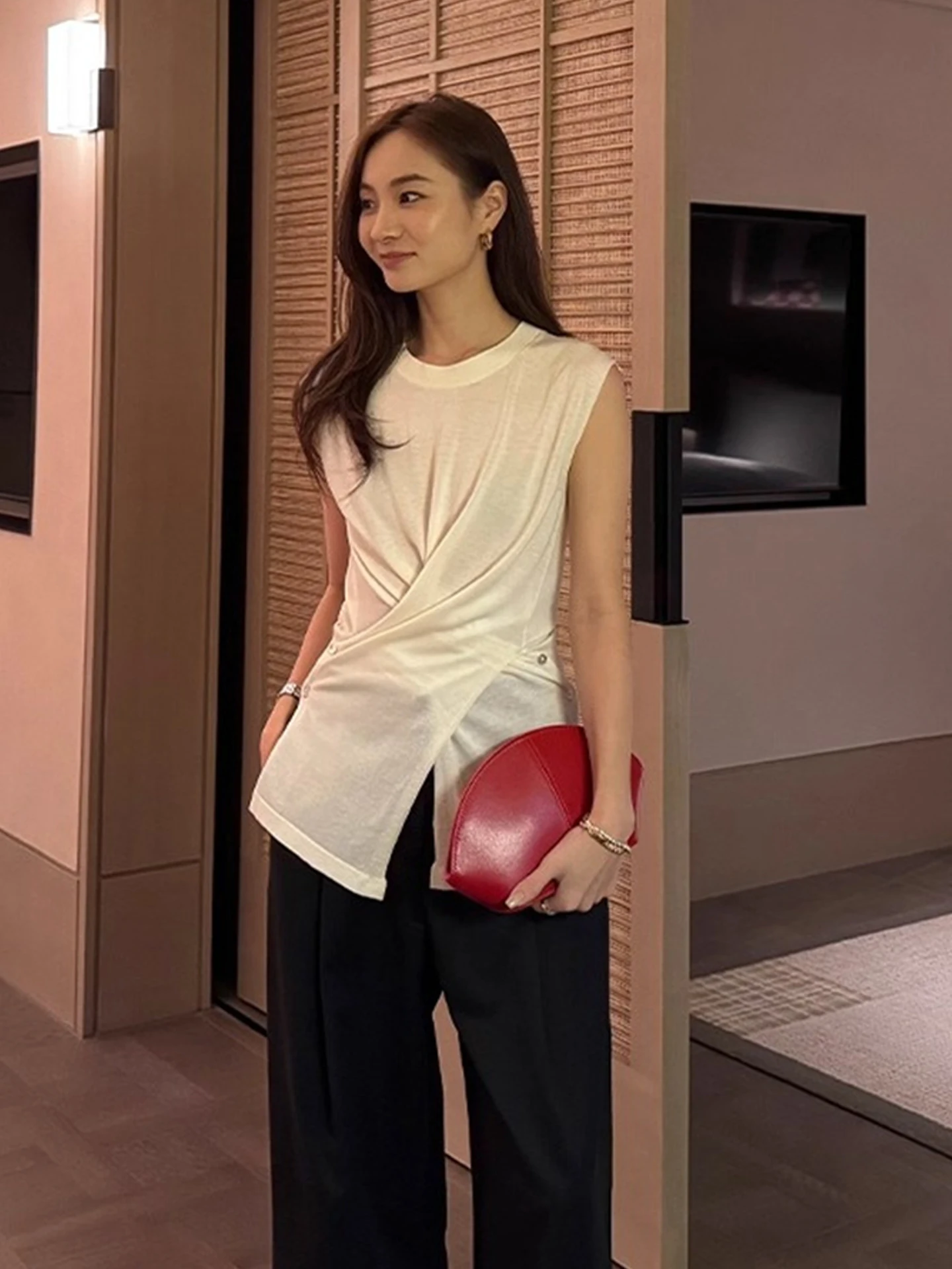 Casual runde Ne Svel Gestrickte Pullover frauen Sommer Top Unregelmäßige Kreuz Design Farbe Koreanische Sle Pendeln Faion