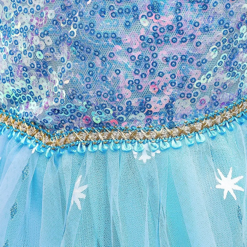 Disney-disfraz de Frozen para niñas, vestido de princesa con lentejuelas blancas, ropa de carnaval, Cosplay de Halloween, reina de las Nieves, Elsa,