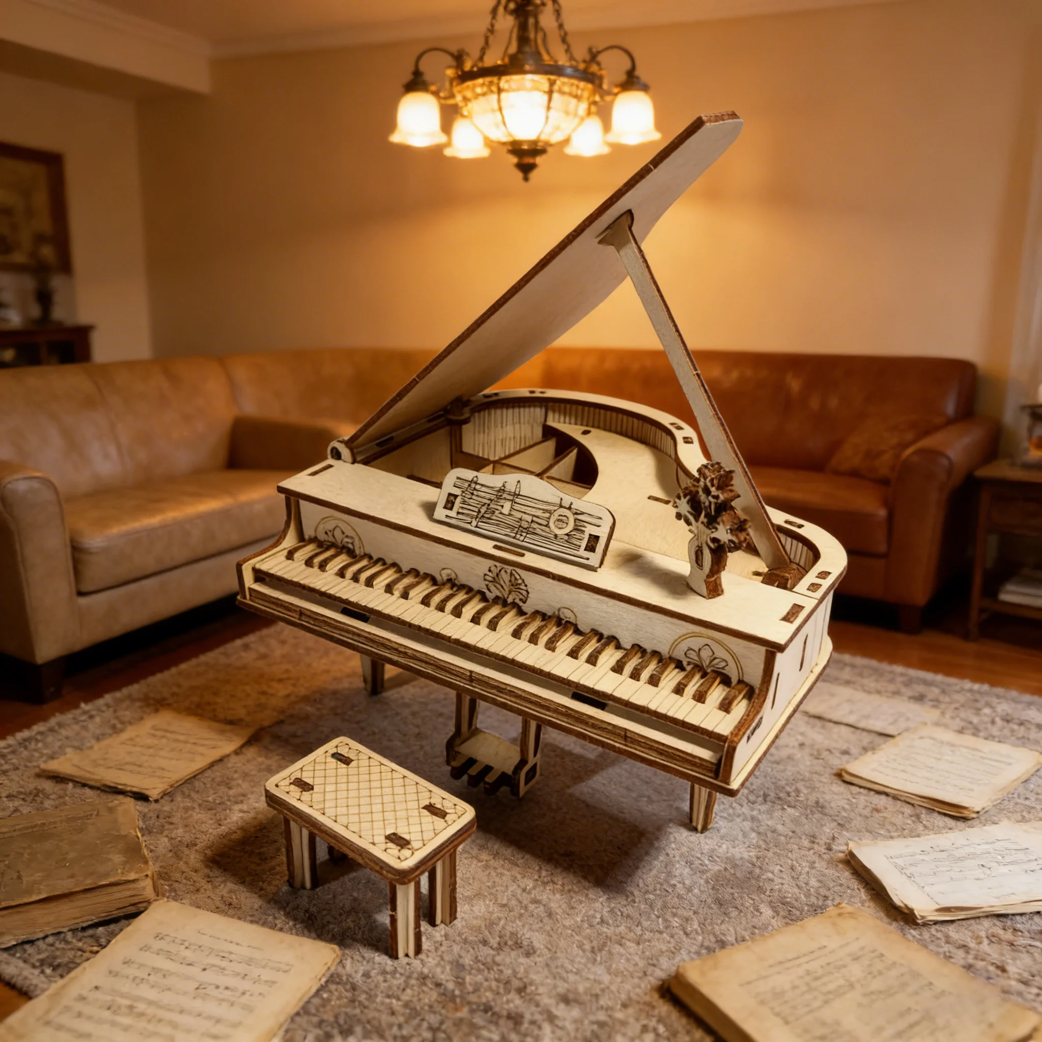 3D Wooden Puzzle Piano, DIY Wooden Model, Perfect as a Birthday, Halloween, Easter, Christmas, or New Year's Gift