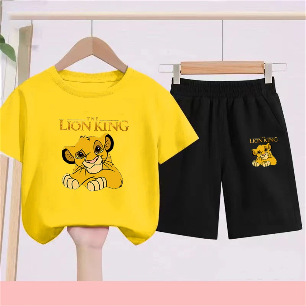 

Kids Tee Disney's The Lion King Simba Boy clothing T-shirt+shorts Sets Girl's pink Short Sleeve Summer Clothing cartoon Graphic