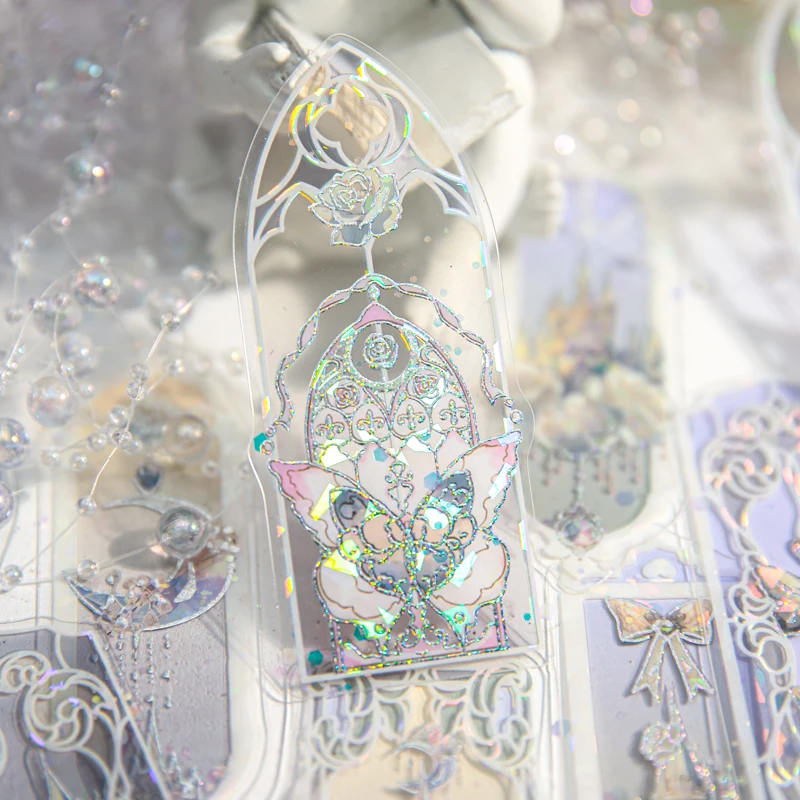 10 Sheets/bag PVC Bookmark Waterproof Gorgeous And Dreamy Castle Shell Light Theme Bookmark Students Read Labels Gift Decoration