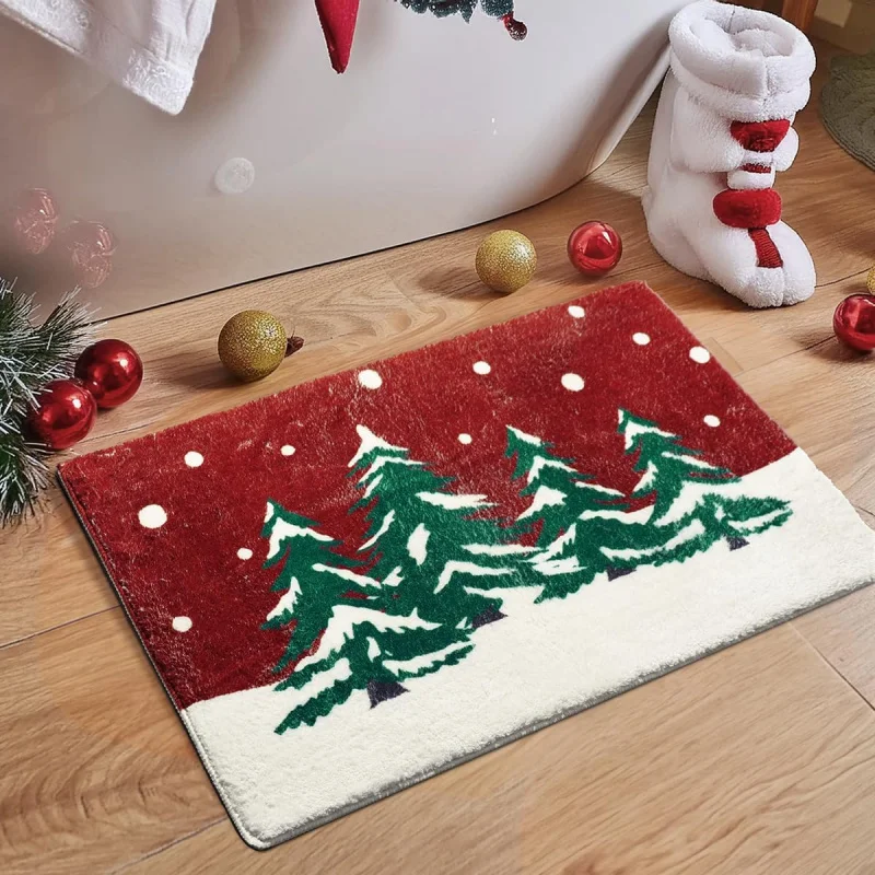 Christmas doormat ultra soft red flannel floor mat decoration 61X90cm