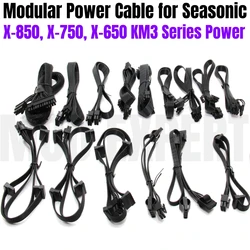 Modular Power Cable for Seasonic X-850, X-750, X-650 KM3 Power, GPU PCIe 8Pin 6+2Pin, CPU 4+4Pin, SATA Molex IDE 4Pin, 24Pin Net
