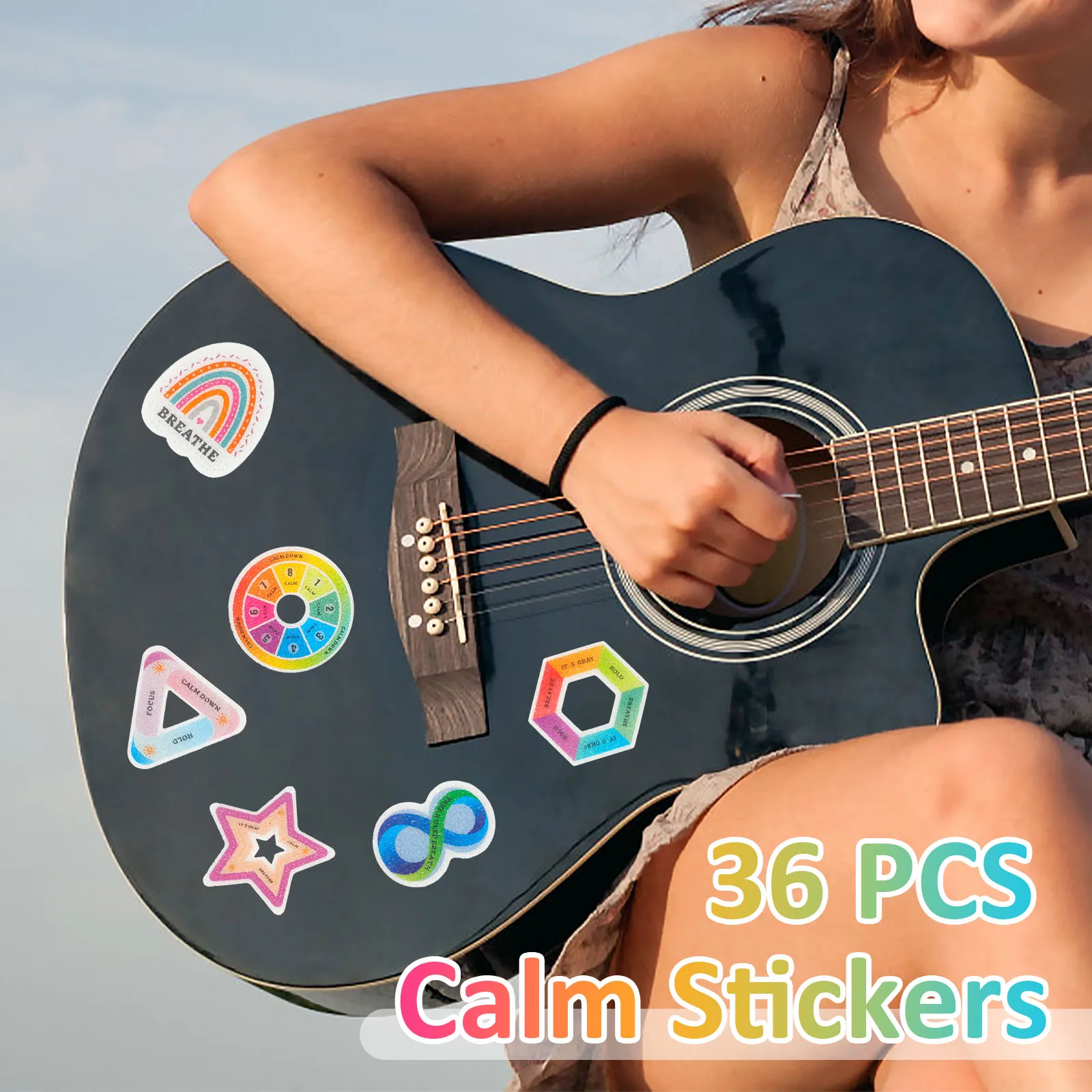 36Pcs Calm Stickers Set 6 Styles Creative Tactile Rough Textured Stickers Anti-Stress Sensory Stickers Assorted Calming Stickers